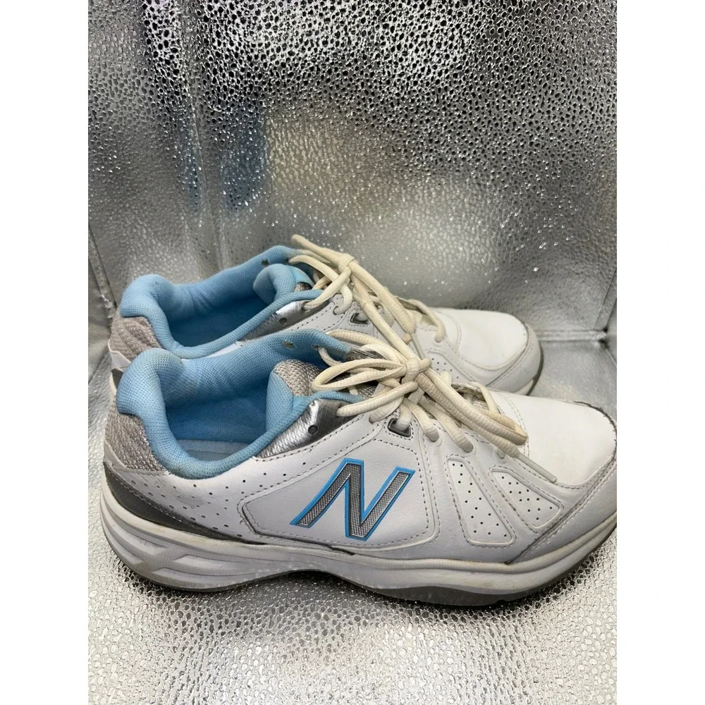 New‎ Balance 409 Womens White Blue Leather Training Shoes WX409WB3 Size 10 B